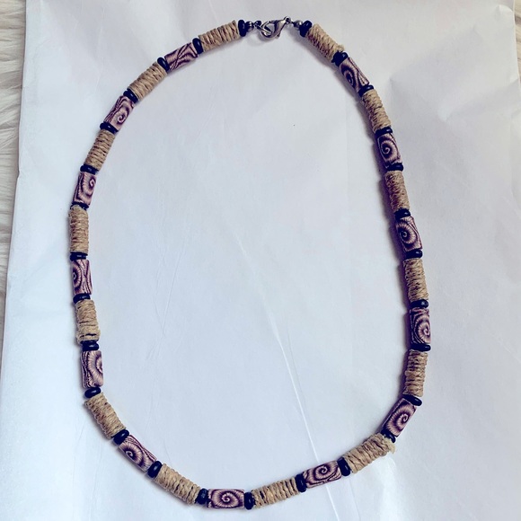 Other - Handcrafted Beige and Black Beaded Necklace